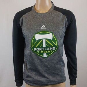 Adidas Mens Climawarm MLS Portland Timbers Size M Gray Long Sleeve Fleece Shirt